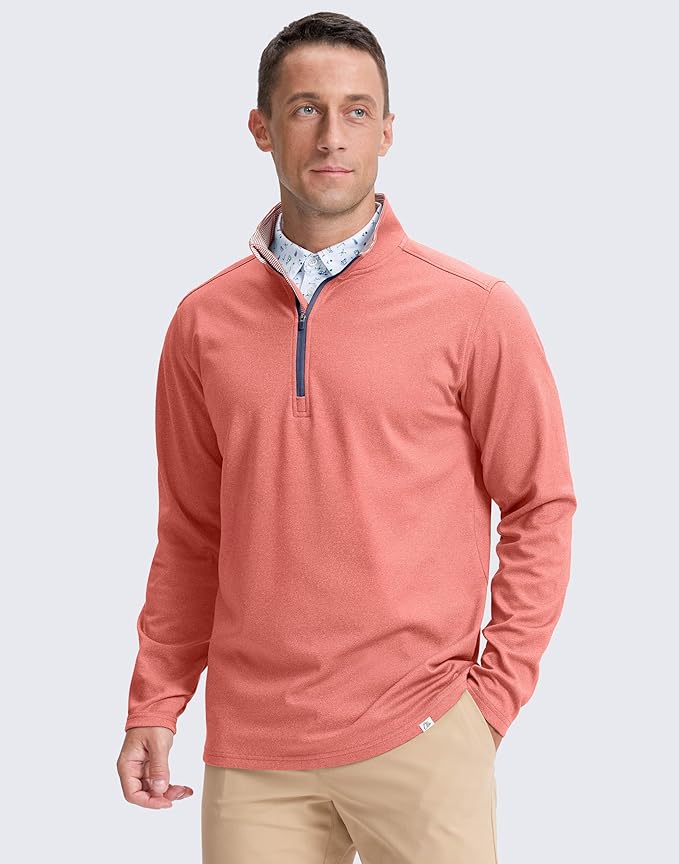 Obla Golf Quarter Zip Pullover Men Fleece Mock Neck Sweatshirt Winter Warm 1/4 Zip Long Sleeve Golf Shirt