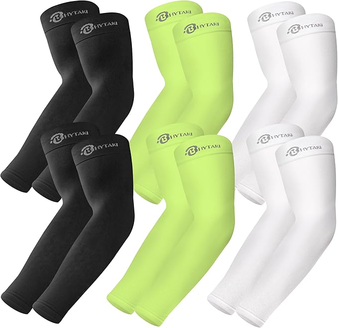 BHYTAKI UV Sun Protection Arm Sleeves, UPF 50 Sports Cooling Arm Compression Sleeves for Men Women Teenager