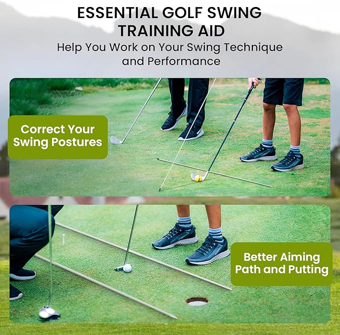 Golf Alignment Sticks 43 Inches Value 5-Pack with Premium Cover, Training Rods Essential Aiming Stick for Perfect Swing & Accurate Aiming & Effective Practice Guide