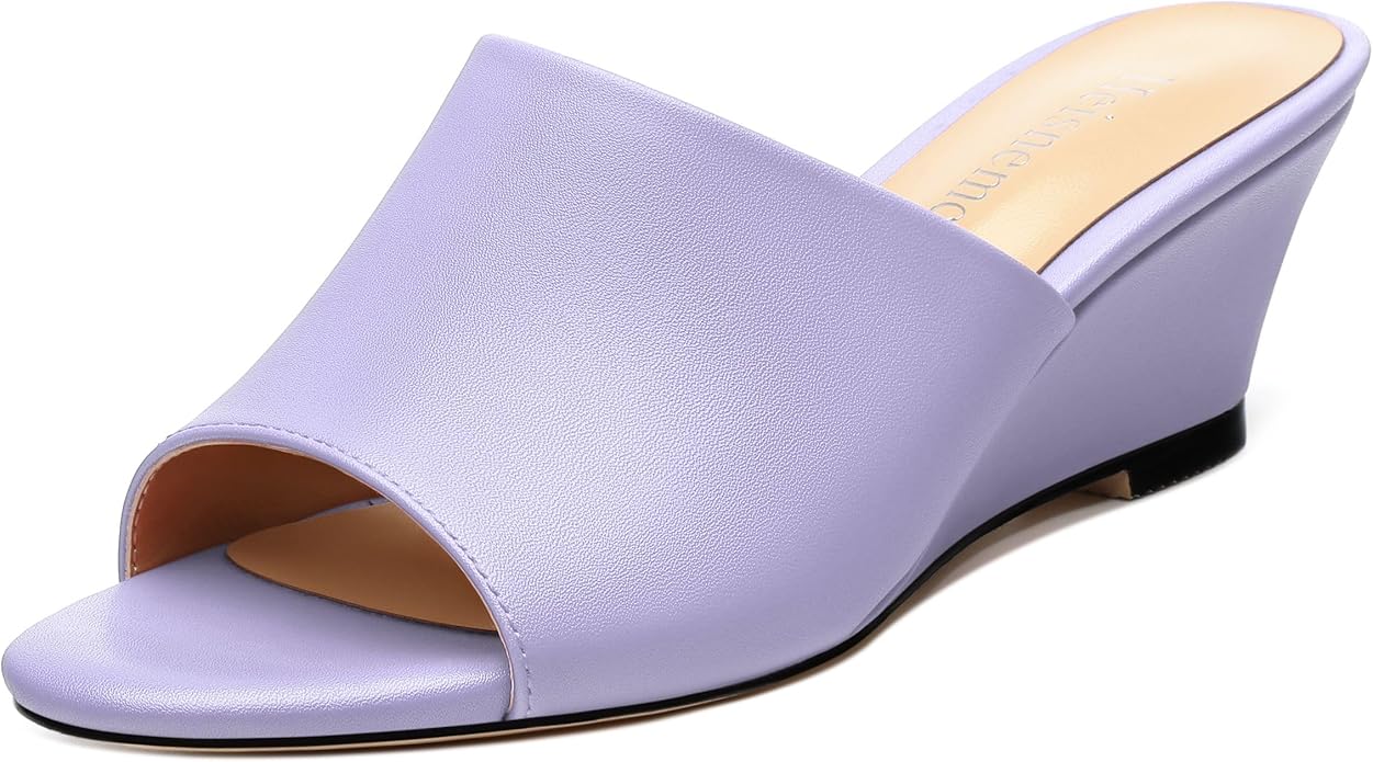 Wedge Sandals for Women Open Toe Wedge Heels Womens Matte High Heel Sandal Round Toe Heeled Wedge Sandals Slip on Casual shoes 2 inch