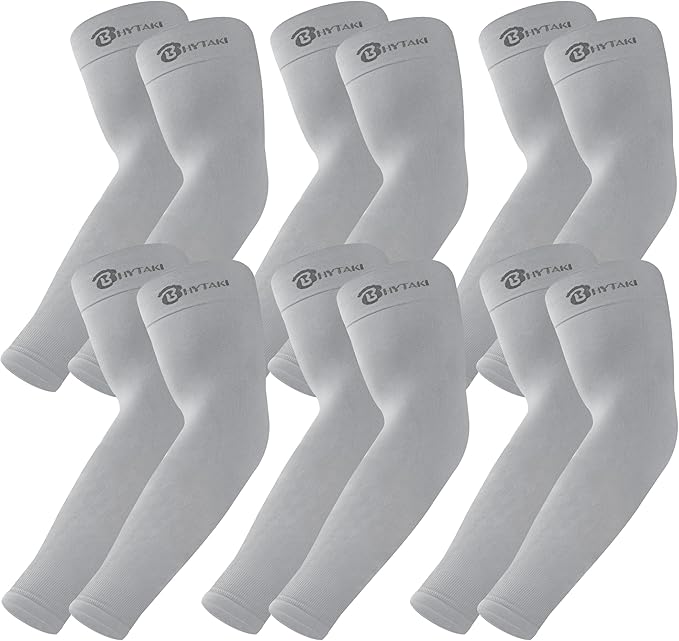 BHYTAKI UV Sun Protection Arm Sleeves, UPF 50 Sports Cooling Arm Compression Sleeves for Men Women Teenager