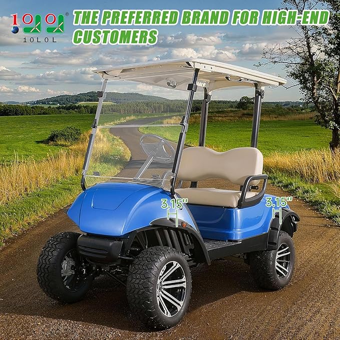 10L0L 4PCS Golf Cart Fender Flares for Yamaha G29, EZGO TXT/RXV, Club Car DS/Precedent - Heavy Duty ABS Plastic Mud Guards with Reflectors & Stainless Steel Hardware
