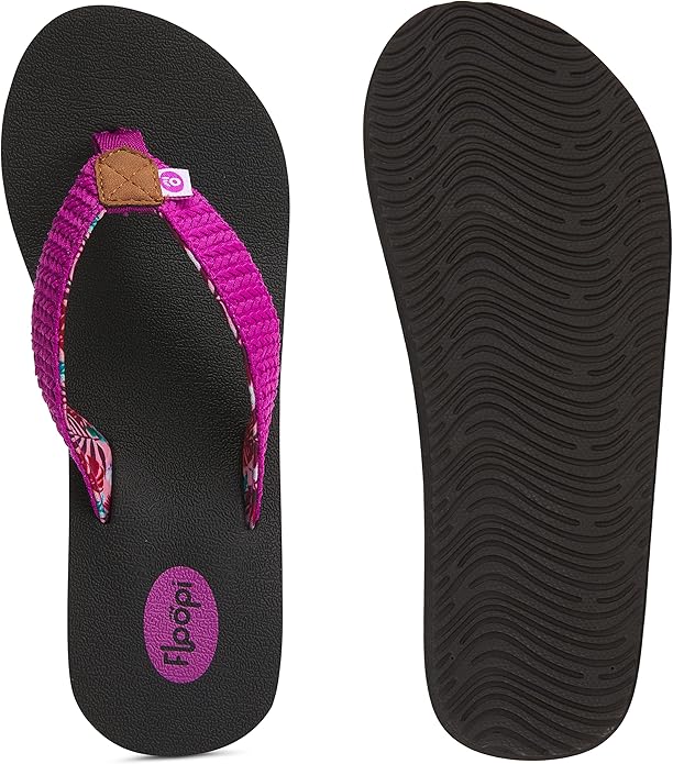 Floopi High Heel Wedge Sandals for Women-Comfort Yoga Mat Footbed for Support, Flip Flop Thong Platforms for Summer