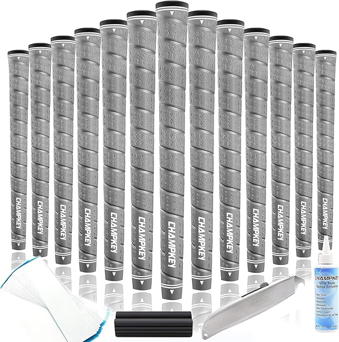 CHAMPKEY WRAP-Y Rubber Golf Grips 13 Pack Come with All Repair Kits - High Feedback and Traction Golf Club Grips