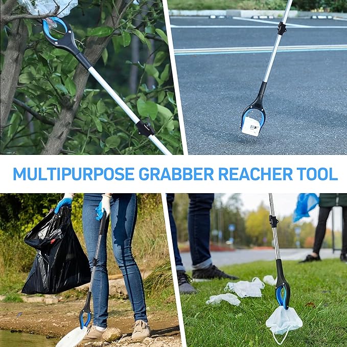 32" Grabber Reacher Tool – 3 Pack Foldable Reacher Grabber Pickup Tools for Seniors, Disabled, Trash Pickup, and Hard-to-Reach Areas, Ergonomic Grip & Lightweight Design（Orange Blue Pink）