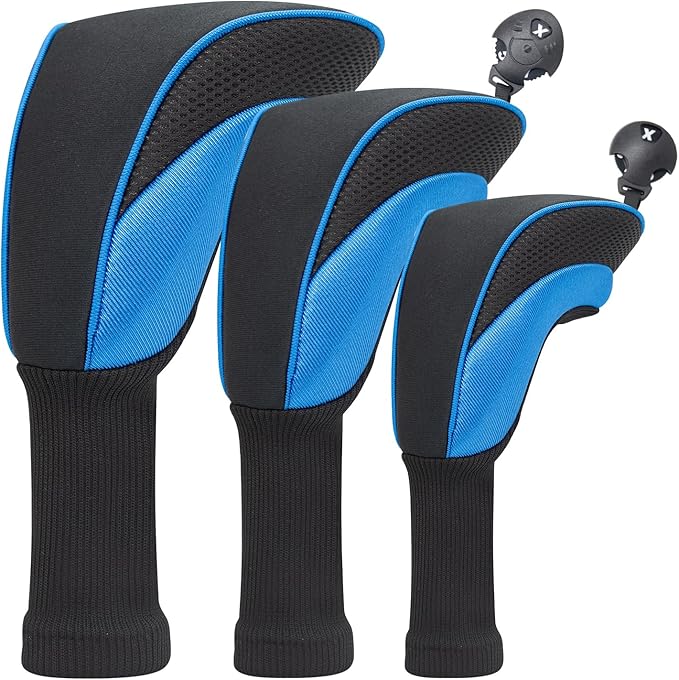 Golf Head Covers for Fairway Woods Driver Hybrids 5 Pieces Nylon Mesh Sports Fan Golf Club Headcovers-Golf Accessories for Men Women.