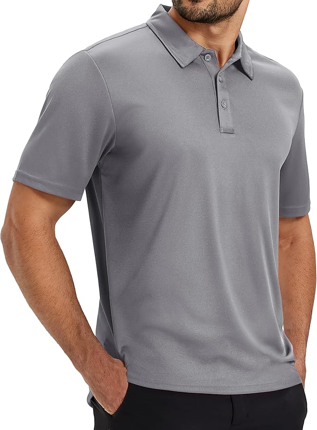 TACVASEN Mens Polo Shirts Short Sleeve Dry Fit Performance Breathable Golf Shirt with Collar Tennis Casual Business Work