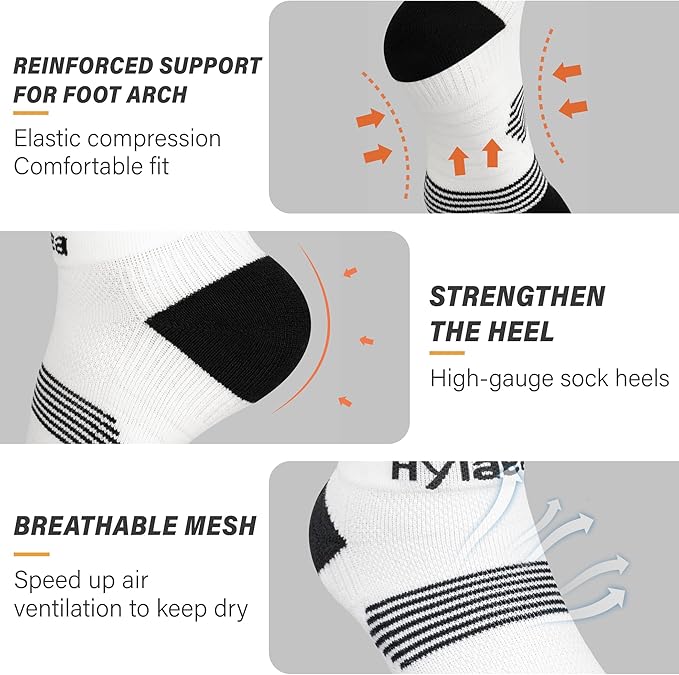 Hylaea No Show Running Athletic Anti-Blister Wicking Coolmax Socks, Seamless Anti-odor