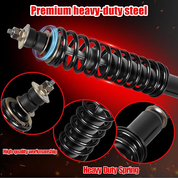 2 Packs Front and Rear Golf Cart Shock Absorbers Replacement for EZGO TXT/Medalist 1994-up Gas & Electric Models with Heavy Duty Coil Springs Replace OEM 70928-G01 76418-G01 70630-G01