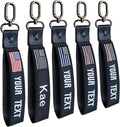 Custom Keychain,Personalized Key Tag Embroidery USA Flag Name with Key Ring Car Key Chain Clip Nylon Webbing Buckle