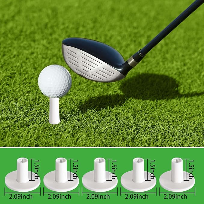 Rubber Golf Tees for Mats Adjustable Height Golf Simulator Tees,Indoor Outdoor Practice,Non-Slip Mat Tees with Holder,Compatible with Driving Range
