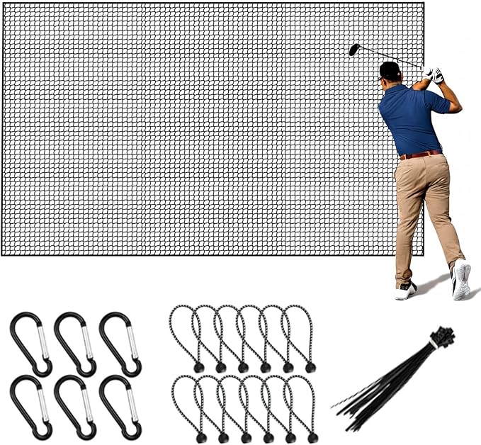 Golf Net, 12X12ft /12X15ft/12X20ft Golf Practice Net Sports Practice Barrier Net for Baseball, Hockey, Soccer, Netting for Garage, Backyard, Indoor Outdoor Sports Netting