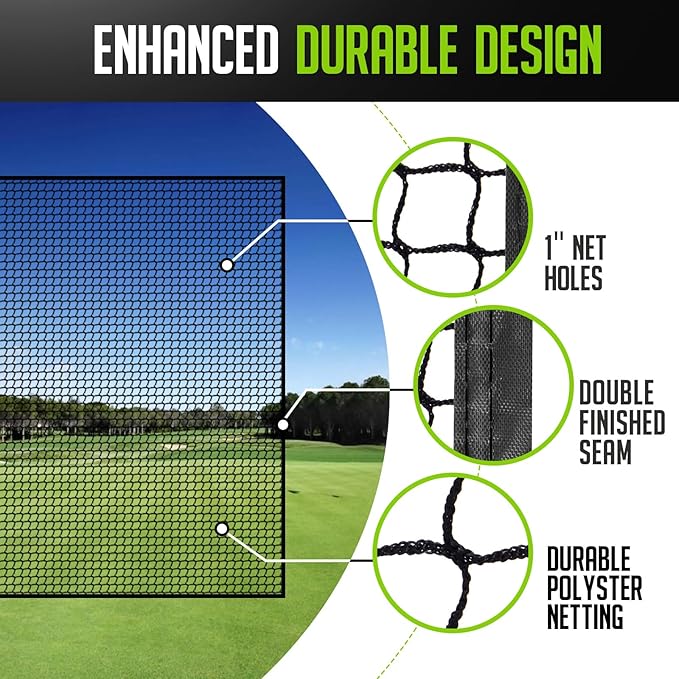 Golf Net for Backyard, 10 x 20Ft Heavy Hitting Net for Golf, Baseball, Hockey, Soccer, Durable and Portable, Double Finished Seam, Sports Net Barrier Net with Carry Bag Indoor Outdoor Use