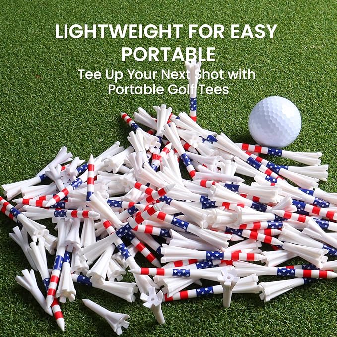 FINGER TEN Unbreakable Golf Tees Plastic 80 3 1/4" or 2 3/4" Driver Tees with 20 1 1/2" Iron Tees Assorted Pack, Low Resistance & Consistent Height Long Short Tees with Bright Colors