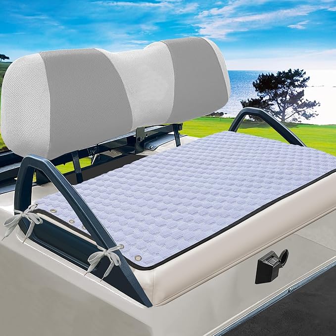 YOKYHOM Golf Cart Seat Covers, Universal Fit Golf Cart Seat Towel Blanket with Adjustable Tie Ropes & Non-Slip Bottom, Padded Design Fits Yamaha/EZGO/Club Car (39"x22", Light Purple)