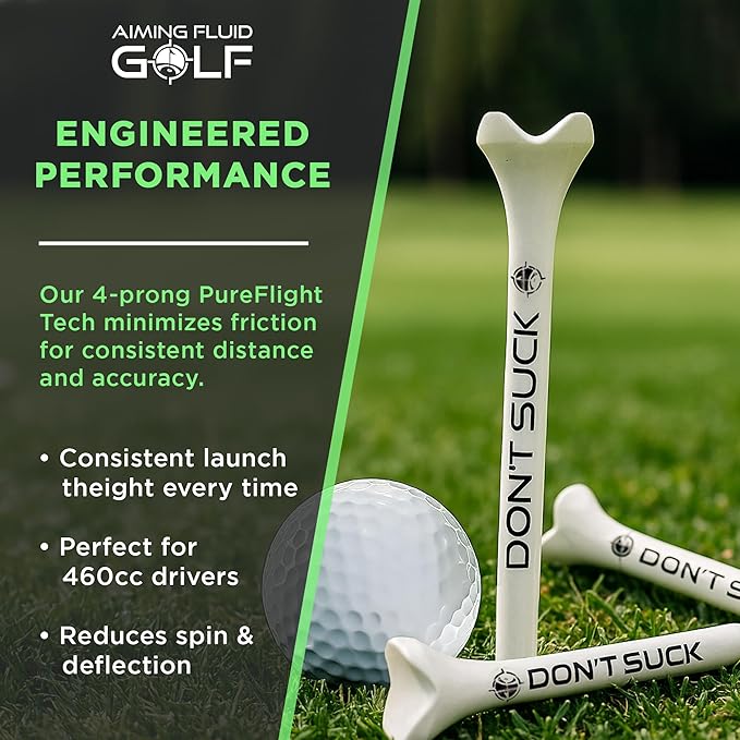 Don't Suck Collection - with Durable 4-Prong Golf Tee PureFlight Tech for Straighter and Longer Drives and Limited Edition Microfiber Magnetic Golfing Towel (16"x24")