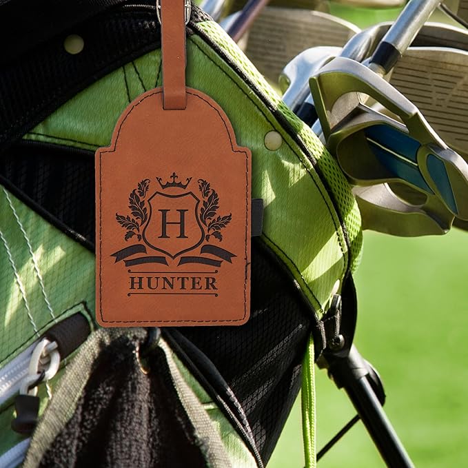 Custom Engraved Golf Luggage and Bag Tag - Personalized Golfing Accessories Gift for Golfer, Mom, Dad, Him, Her (Rust)