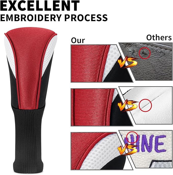 Golf Head Covers for Fairway Woods Driver Hybrids 5 Pieces Nylon Mesh Sports Fan Golf Club Headcovers-Golf Accessories for Men Women.