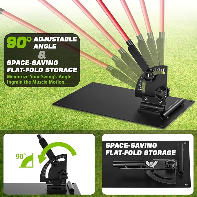 Pro Golf Alignment Sticks Holder – Adjustable Swing Plane Trainer with Weighted Base | Angle Plate Golf Training Aid for Swing Path, Putting & Aiming (Precise Scale Adjustment) (with Scale)