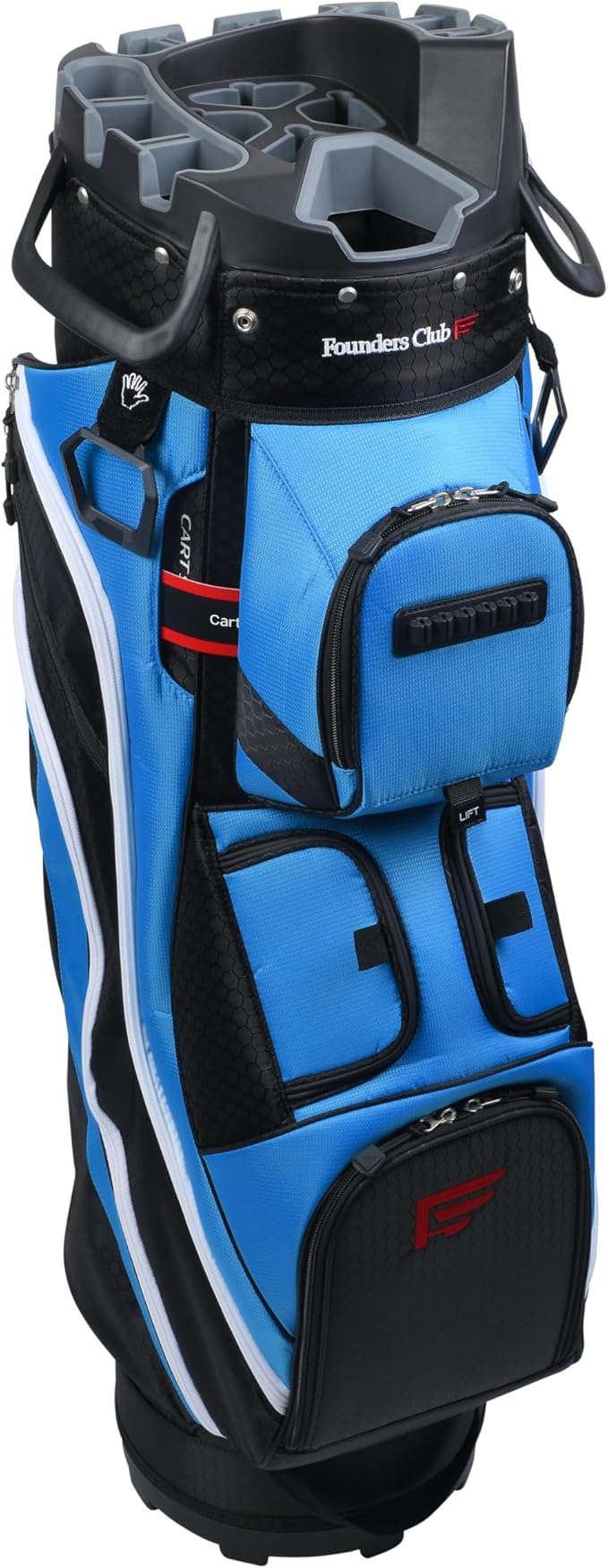 Founders Club 4th Generation Tour Series Club Lock Organizer Golf Cart Bag for Men with 14 Way Anti Rattle Divider Top- Free Snap On Rain Hood-Full Length Dividers