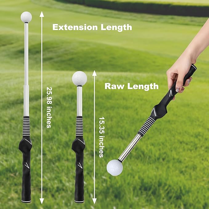 Retractable Golf Swing Trainer with Instant Click Sound Feedback, Pro-Level Golf Training Aid for Indoor Outdoor Practice,Golf Grip Trainer for Golfers to Improve Swing Consistency & Accuracy