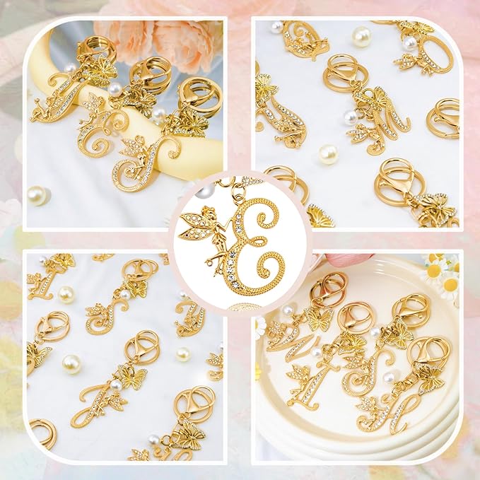 Initial Keychain Bag Charm Women Purse Charms for Handbags Accessories Charm for Wallet Butterfly Pendant for Girls