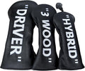 Golf Club Headcover 3 Wood Headcover Black n White Premium PU Leather Driver #3 Fairway Wood Hybrid Wood Head Cover Fits for All Brand