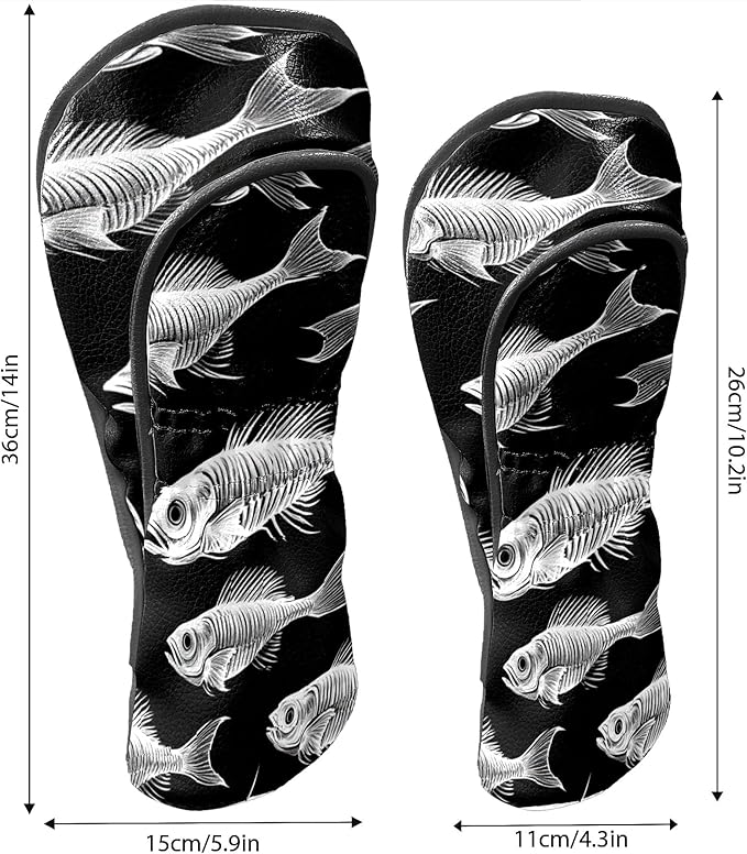 Golf Club Covers PU Leather Waterproof Golf Club Head Covers for Fairway Woods and Driver White Fishbone Pattern Driver Cover Suitable for Most Brands