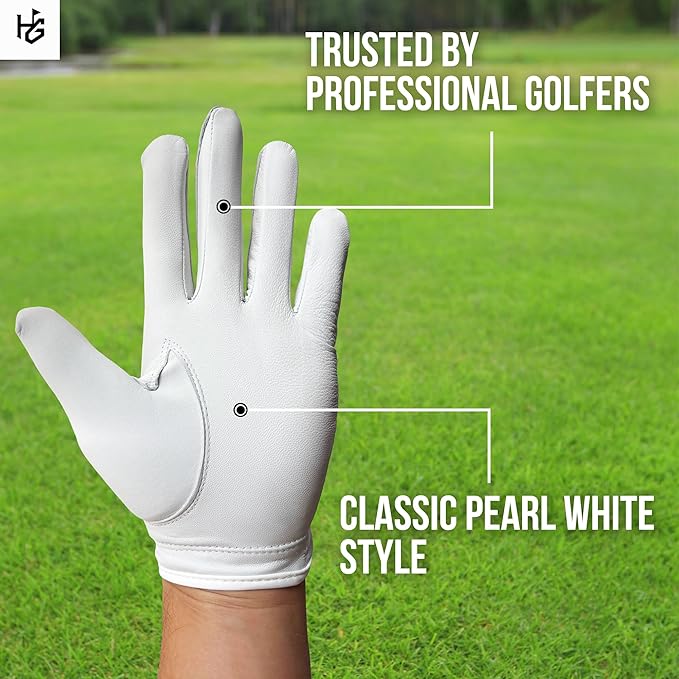 Men’s Golf Glove + 24 Yellow Almost Golf Practice Balls + Poker Chip Ball Marker – Cabretta Leather Glove + Practice Golf Balls
