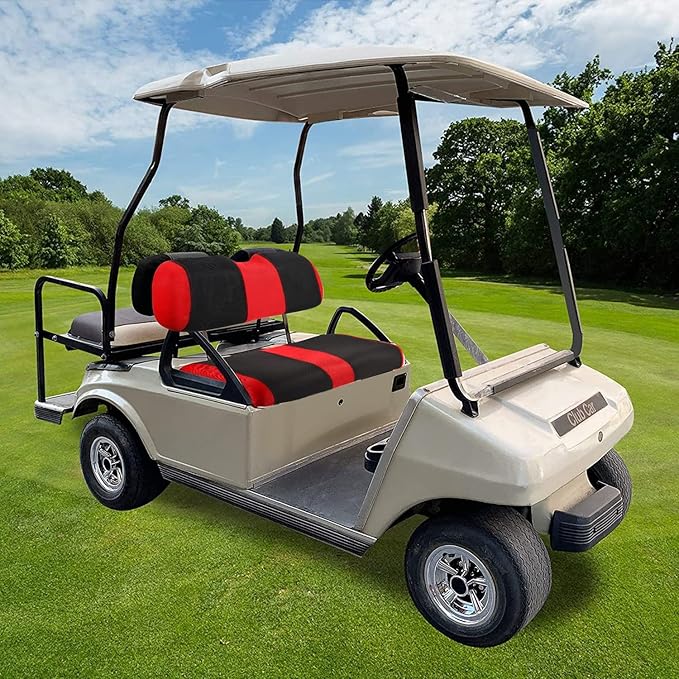 EZGO Golf Cart Front Seat Covers, Golf Cart Seat Cover Fit for EZGO TXT OEM Ordinary Seat Cushion, Washable Breathable Air Polyester Mesh Cloth, Cool in Summer and Warm in Winter
