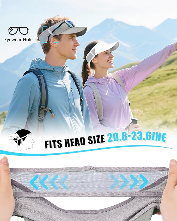 Sports Sun Visor Hats for Women Men Lightweight Breathable Cooling Stretchy Visors Foldable UPF 50+ for Running Tennis Golf