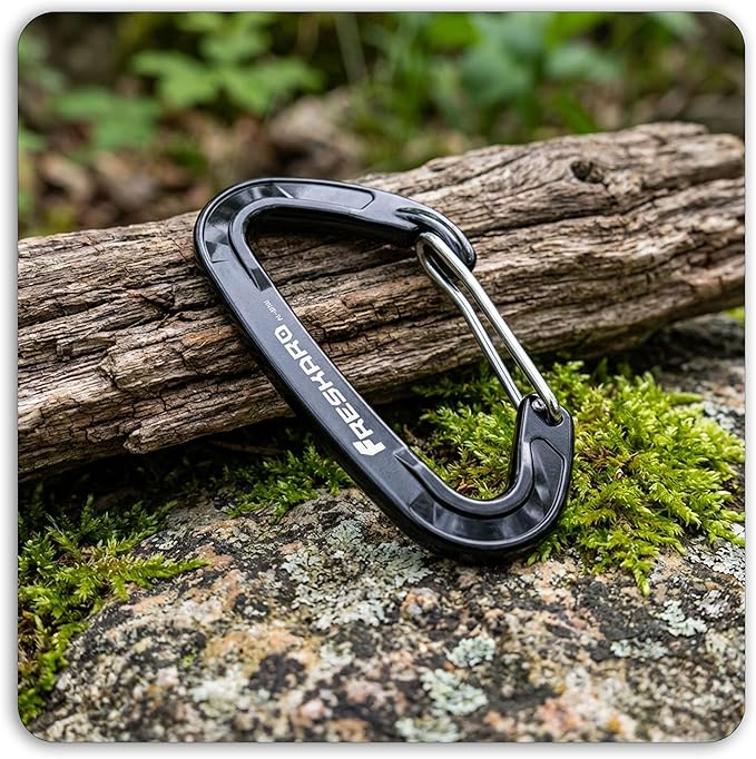 FresKaro 15kN-3372lbs Heavy Duty Wiregate Carabiners, Reliable Time-Tested Stainless Steel Spring Gate, for Camping, Hiking, Hammocks, Backpacking, Dog Leash etc., 3.15inch