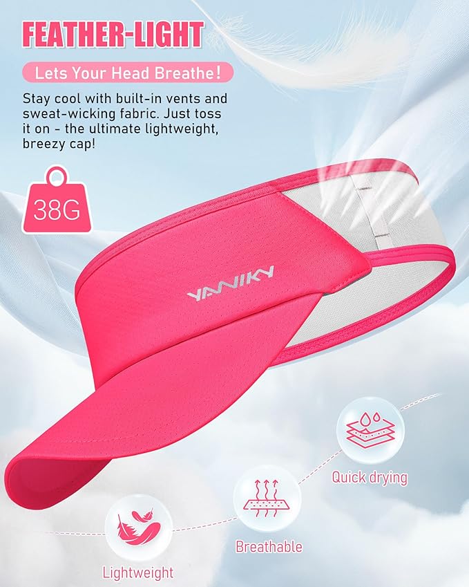 Sports Sun Visor Hats for Women Men Lightweight Breathable Cooling Stretchy Visors Foldable UPF 50+ for Running Tennis Golf