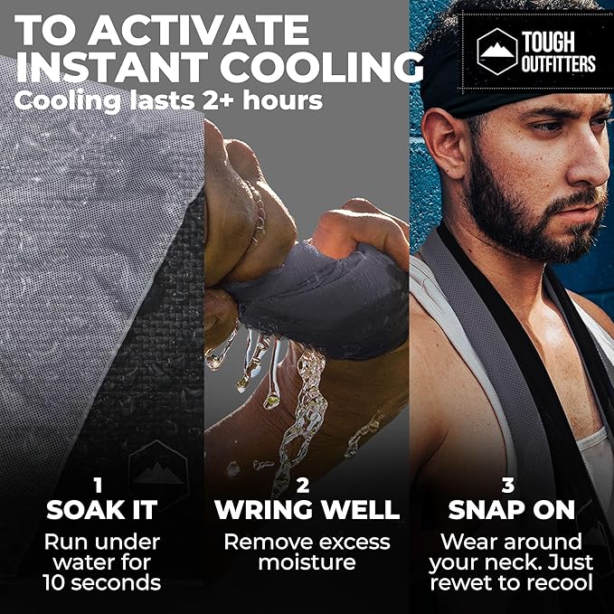 Tough Outdoors Cooling Towels for Neck Face - Neck Cooling Towel for Hot Weather Yoga Sports Golf Sweat - Instant Cold Towel