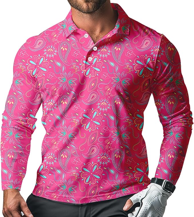 Men's Long Sleeve Golf Shirt Quick Dry 3 Button Work Fishing Outdoor Casual Collar Shirt