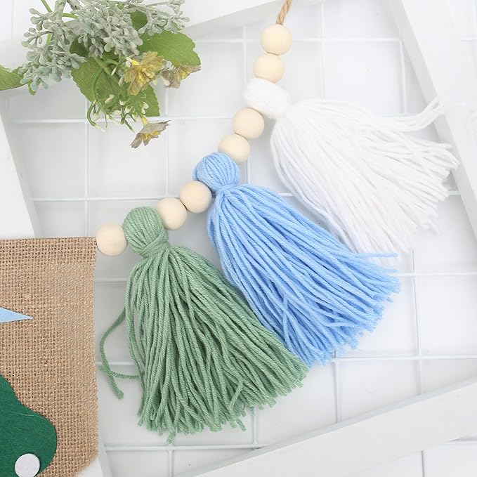 Golf Theme 1st Birthday Tassels High Chair Banner - Green Blue Golf Hole In One First Birthday Decorations