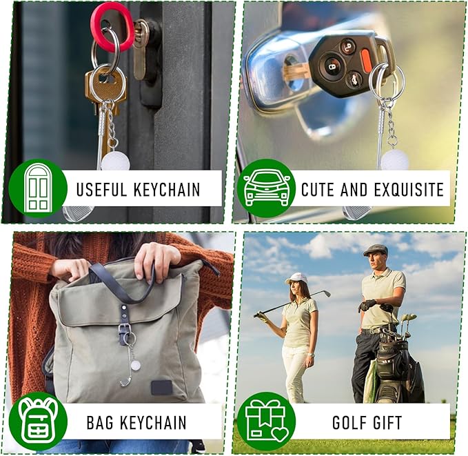 Golf Club Keychain, Golf Gifts Keychain for Men Women Golfers Mini Alloy Golf Keychain Golf Racket Ball Pendant Keychain, Golf Ball with Keychain Bag Pendant Decorations Sports Golf Lovers Gifts