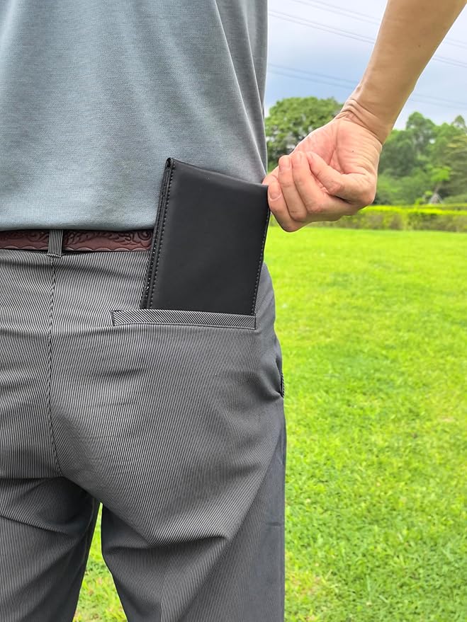 Golf Scorecard Holder & Yardage Book Cover – Premium Vegan Leather Golf Organizer, Slim Pocket Design with Elastic Strap for 4.5"x7" Cards, Bonus Pencil and Scorecards, for Golfers