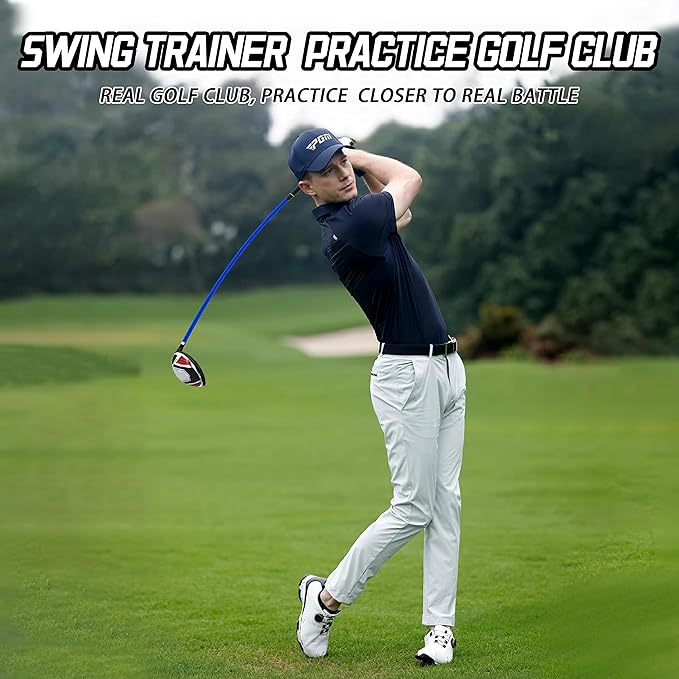 PGM Golf Swing Training Aid for Right-Handed Men and Women - Driver and Iron Weighted Swing Trainer Golf Club Click Stick for Strength Grip Tempo & Flexibility Training