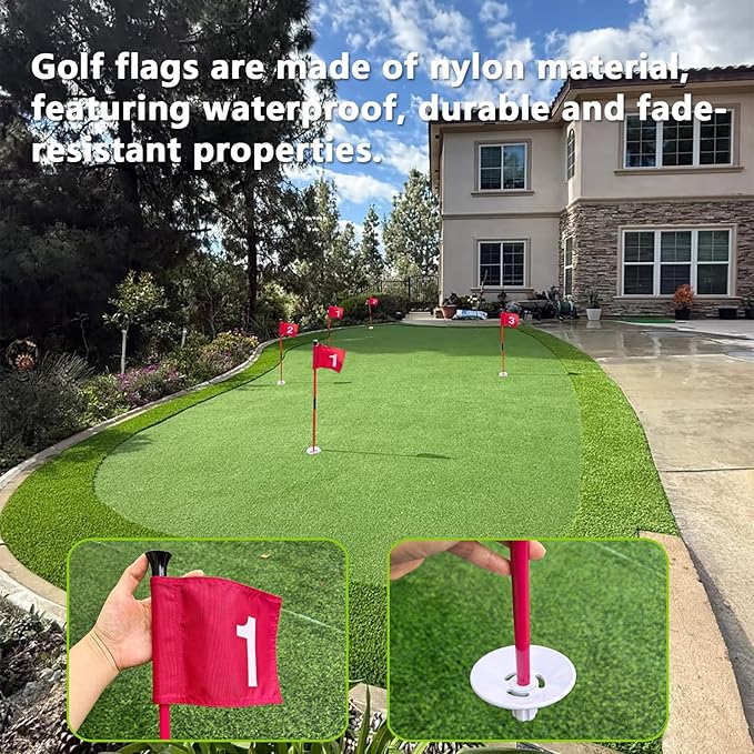 Golf Flagstick for Portable Sectional Yard - Foldable Golf Pin Flag with Putting Flag Ideal for Backyard Practice & Home Golf Setup