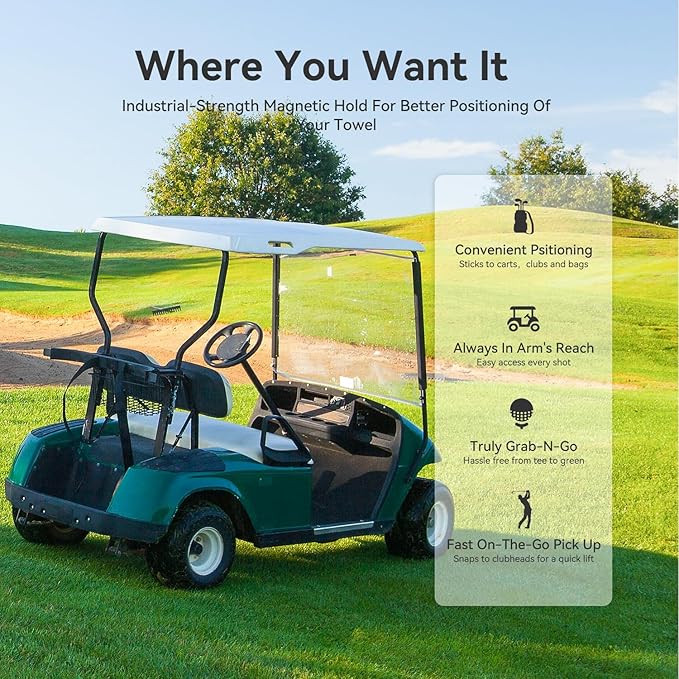 Magnetic Golf Towel with Clip and Cleaning Pocket -Ideal for Male Golfers, perftct Gifts for Men-Magnetic Golf to Golf Accessories for Bags, Carts or Clubs 24"*16"