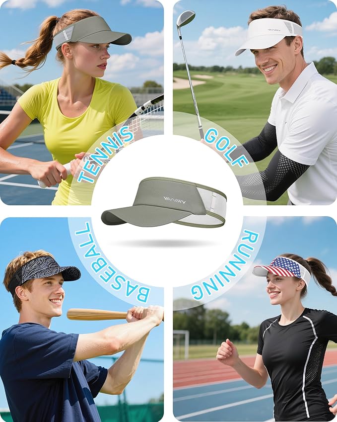 Sports Sun Visor Hats for Women Men Lightweight Breathable Cooling Stretchy Visors Foldable UPF 50+ for Running Tennis Golf