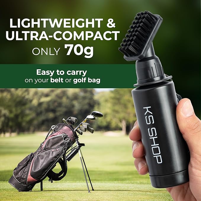 Golf Club Brush Cleaner 5oz (150ml) | Lightweight 70g | 45cm Retractable Clip | Nylon Bristles Golf Brush | Golf Accessories for Men and Women