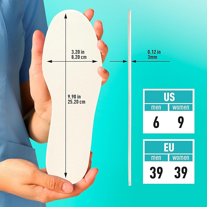 Shoe Filler Insert - Full Length Daily Latex Foam Shoe Inserts, Shoe Insoles for Shoes That are Too Big, 3 Pairs (EU 39, US Women 9 Men 6)