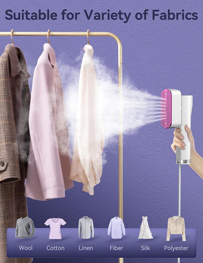 Sundu Travel Steamer for Clothes,25g/min Steam Portable Handheld Garment Steamer,20mins Runtime & 100ml Large Tank,15s Fast Heat-up,Ceramic Panel,Wrinkle Remover for Travel, Home, Office