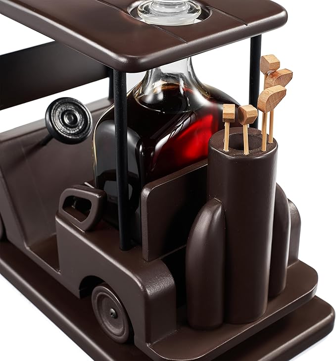 The Wine Savant Mahogany Whiskey Decanter - Golf Gifts for Men & Women (600ml)