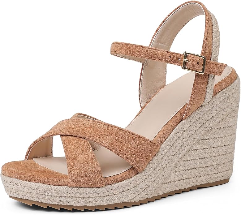mikarka Women's Espadrille Wedge Sandals: Ankle Strap Platform Open Toe Wedges - Stylish High Heel Dressy Summer Wedges for Women, Inspired by Espadrilles