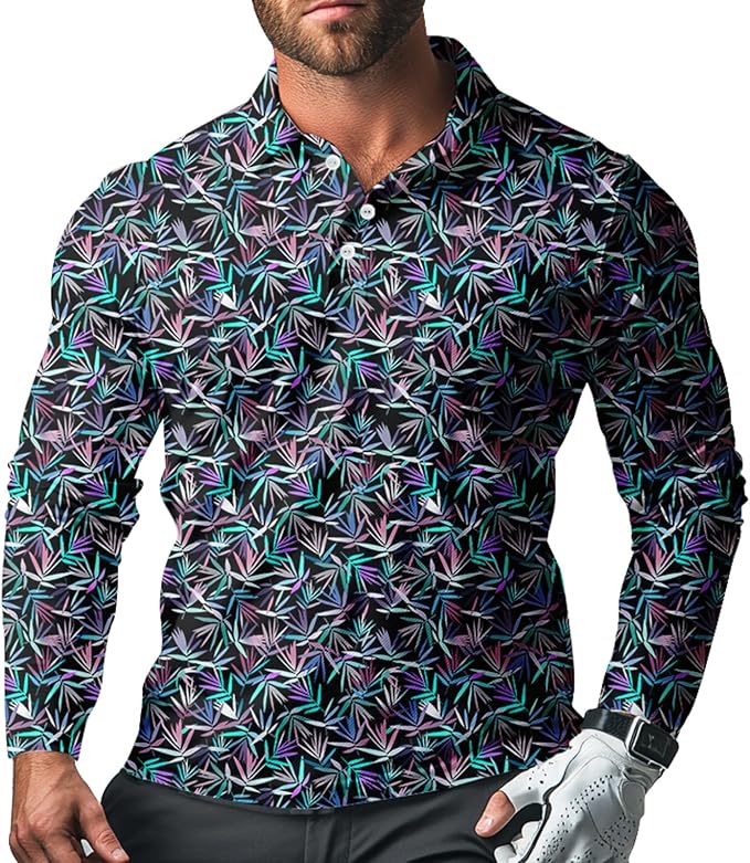 Men's Long Sleeve Golf Shirt Quick Dry 3 Button Work Fishing Outdoor Casual Collar Shirt