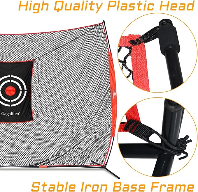 Gagalielo Golf Hitting Net：Professional Practice Accuracy with Target Mat Driving Swing Indoor Outdoor Training Backyard Garage Gift for Golfers