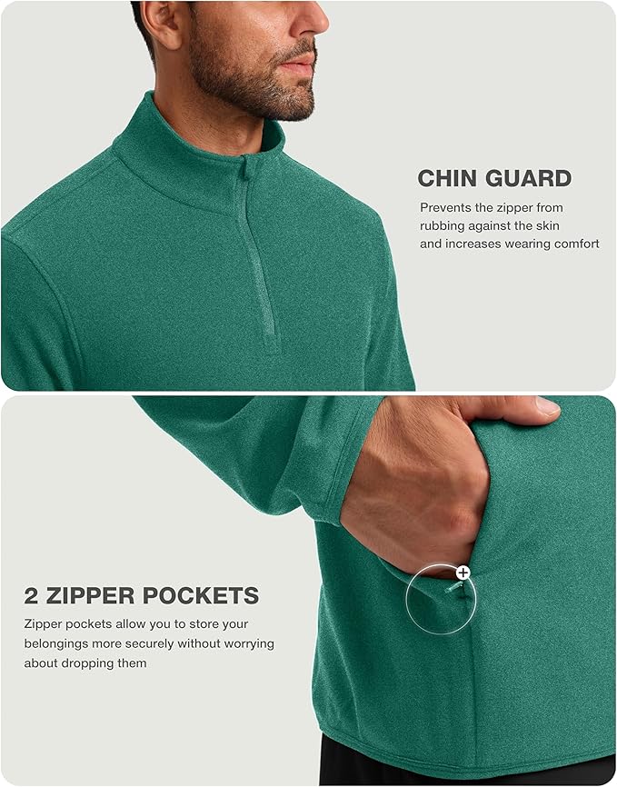 G Gradual Mens Quarter Zip Pullover Fleece with 2 Zipper Pockets Long Sleeve Golf Shirt Winter Athletic Sweater Lightweight